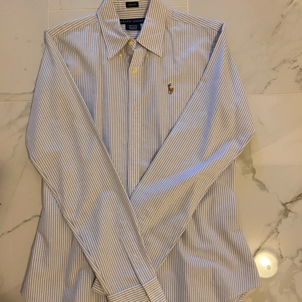 Polo Slim Fit Button Down - Blue Seersucker
